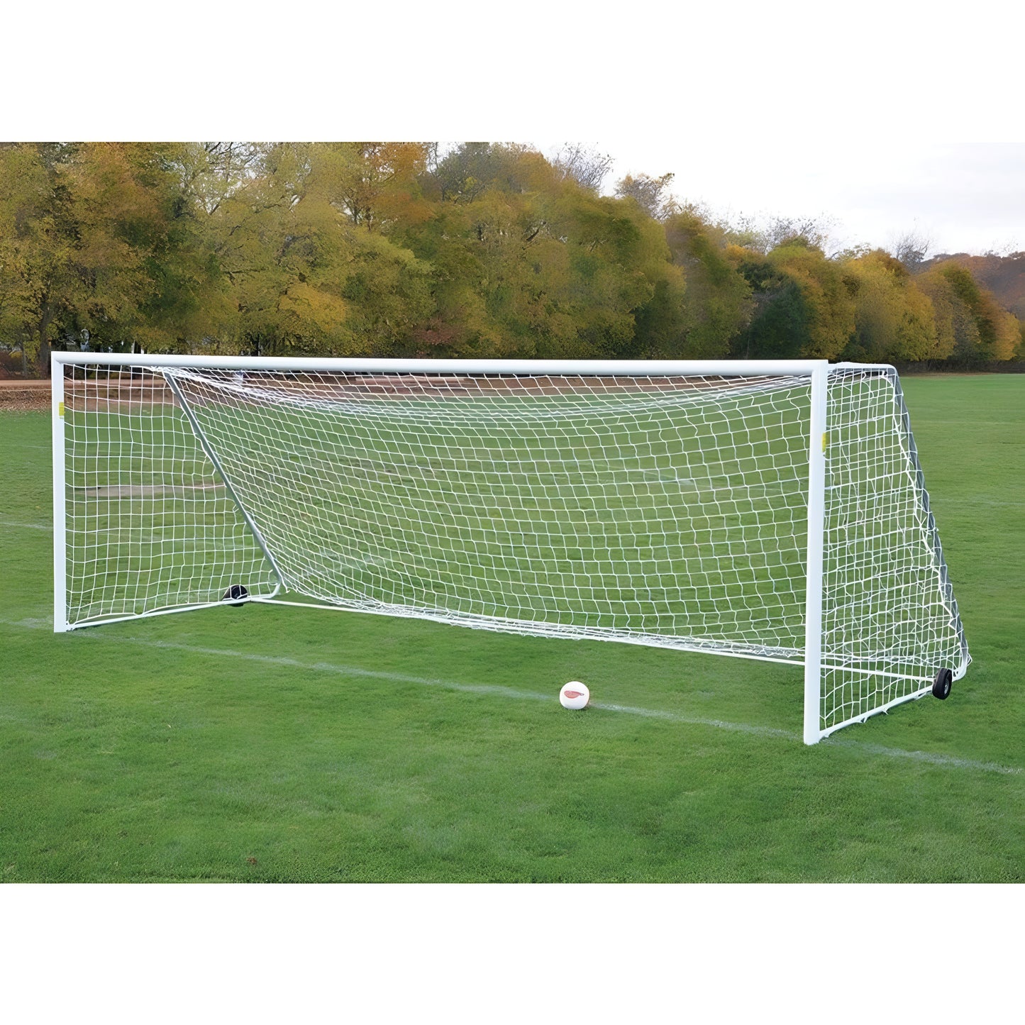 Jaypro Classic Official Round Soccer Goal Deluxe Package | Pro-Style Goals with Nets, Wheels & Ground Anchors (SGP-400PKGDX)