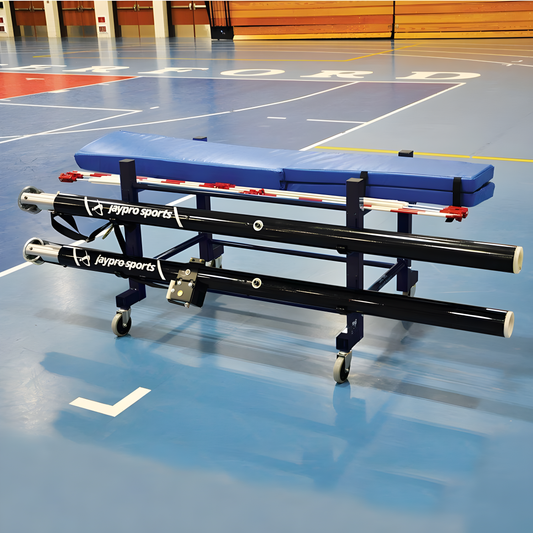 Jaypro Volleyball Equipment Carrier – 42" x 32" Standard Storage Cart with 4 Upright Poles | Model: EC-500