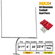 Jaypro Football Goal Posts - 6-5/8 in. Pole | 6 ft. Offset | 30 ft. Uprights | 23 ft.-4 in. Wide [HS] | Leveling Plate - Max-1 Jaypro