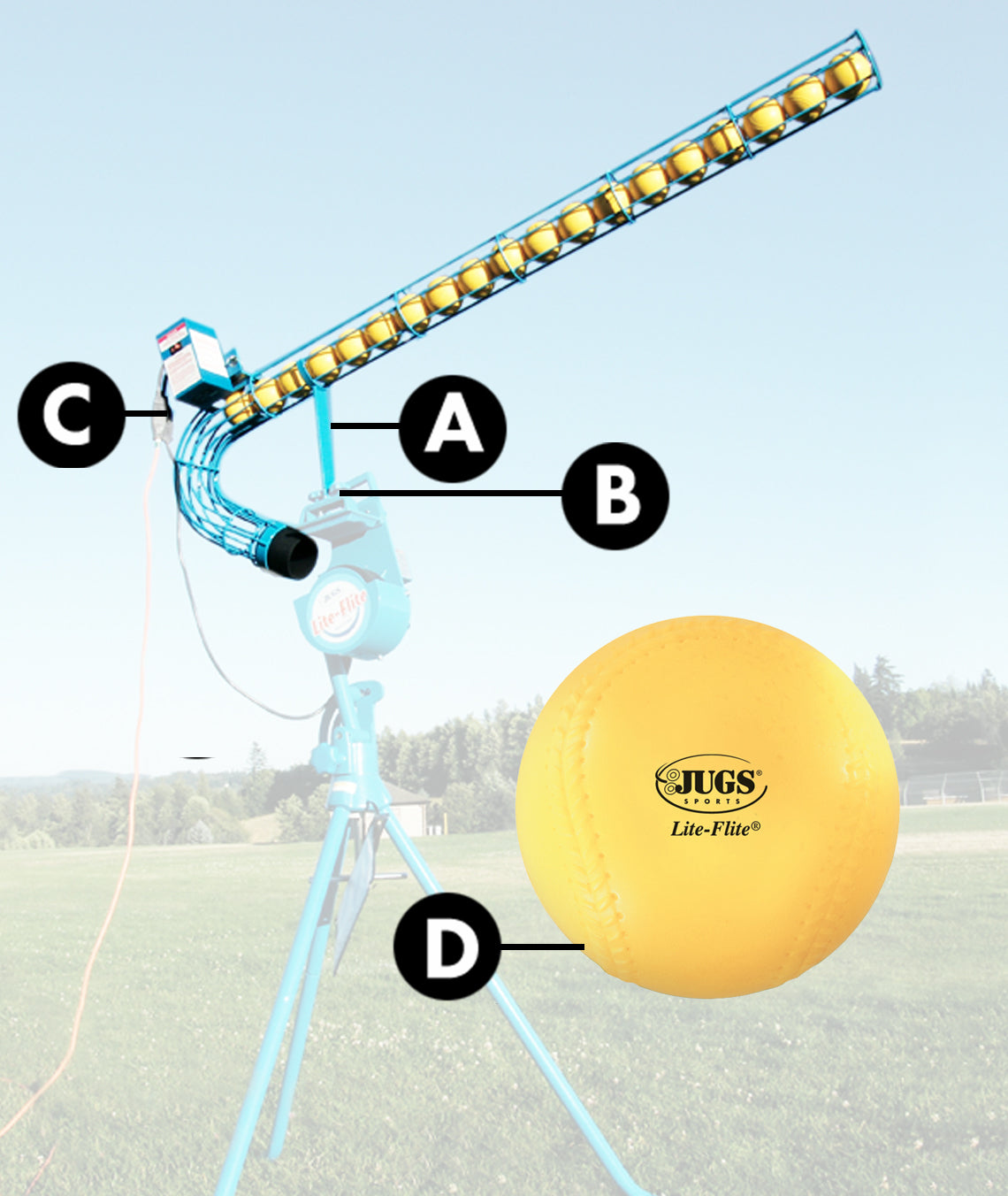 JUGS 18-Ball Baseball Lite-Flite Feeder JUGS Sports