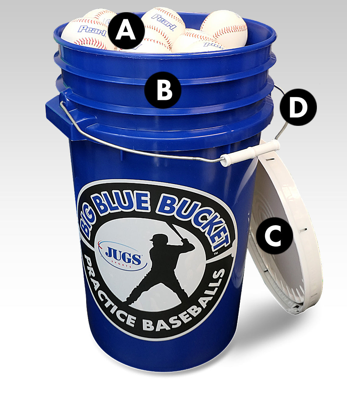 JUGS Big Blue Bucket—Pearl Baseballs JUGS Sports