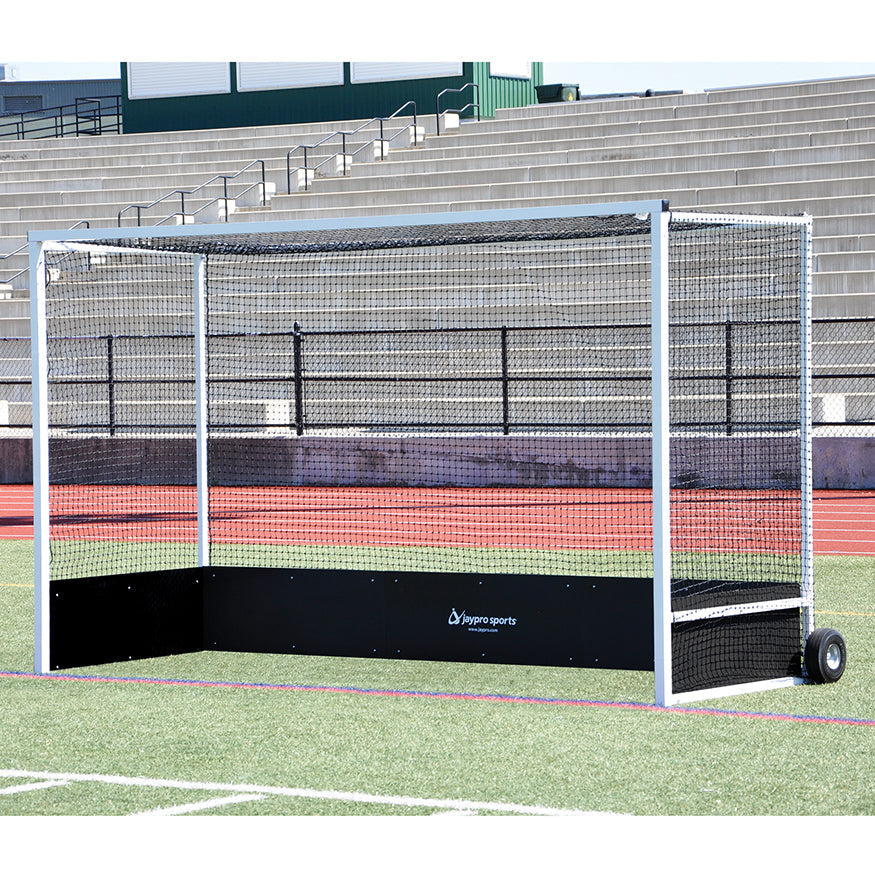 Jaypro Field Hockey Goal Package (2 in. x 2 in. Square Aluminum with Bottom Boards) - Official  (7 ft.H x 12 ft.W x 4 ft.D) - NFHS, NCAA, FIH Compliant Jaypro
