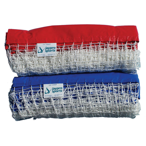 Jaypro Floor Hockey Goal Replacement Nets - Deluxe 4 ft.H x (6 ft.W x 20 in.D) (Trimmed 1- Red, 1-Blue) (White) Jaypro