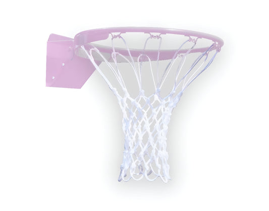First Team FT10AW Nylon basketball hoop with white nylon net and sturdy purple metal rim