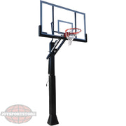 Ironclad In Ground Basketball Hoop with clear backboard and adjustable pole for outdoor use