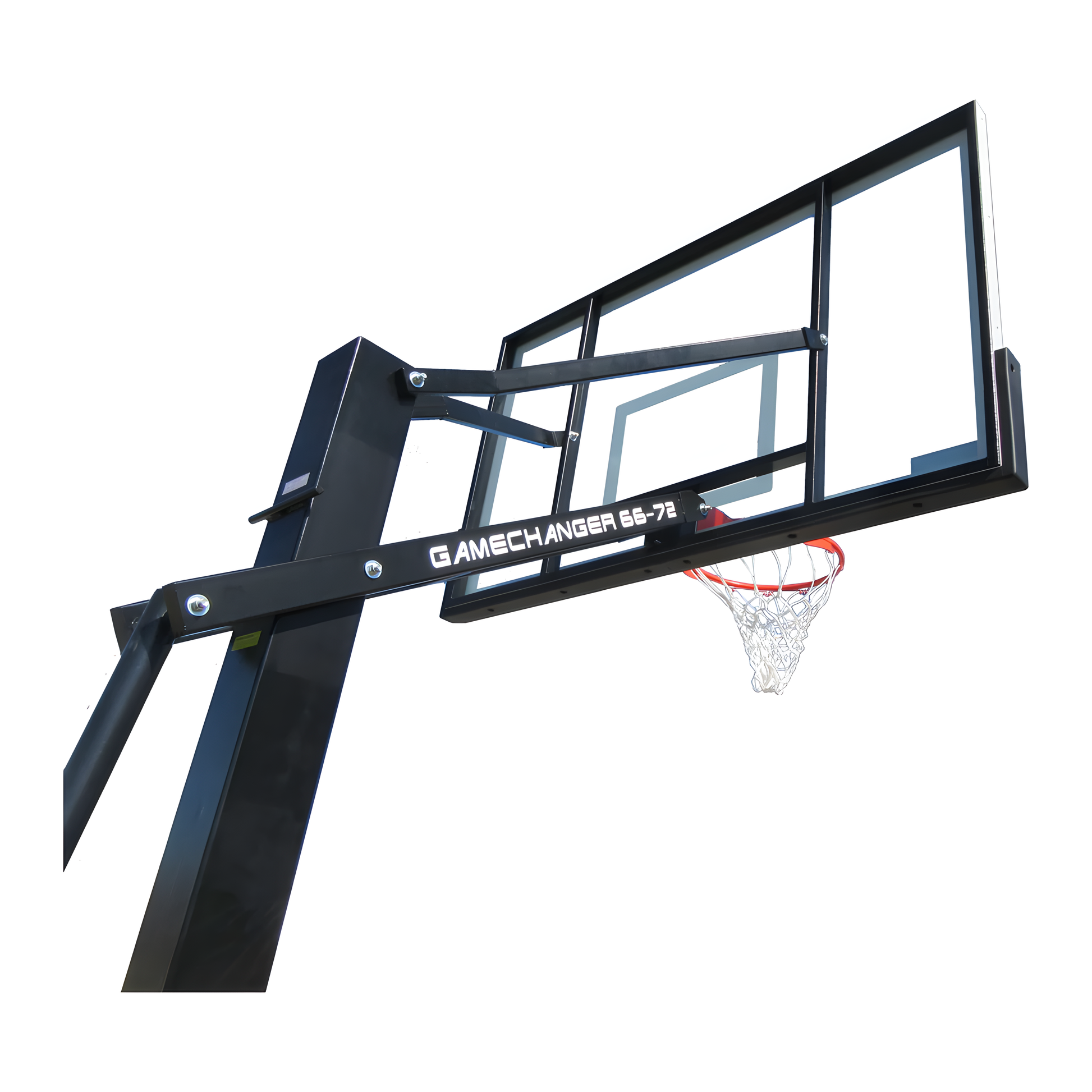 Ironclad Gamechanger 66-72 In Ground Basketball Hoop with clear backboard and sturdy black frame