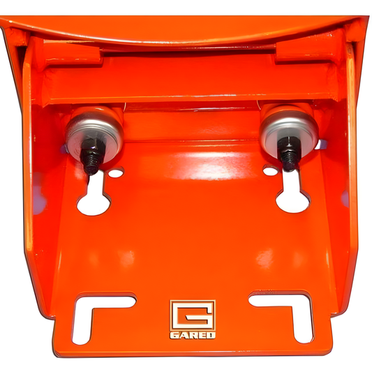 Gared orange basketball rim mounting bracket with hardware for secure installation