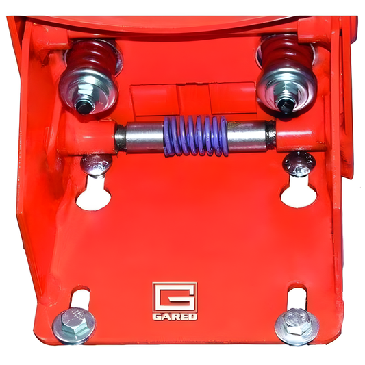 Gared basketball rim component in bright red with heavy-duty spring mechanism and bolts