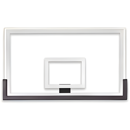 Ironclad basketball backboard with clear acrylic surface and black support frame