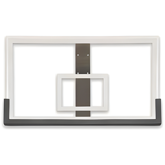 Ironclad white and black metal basketball backboard with rectangular frame and mounting bracket