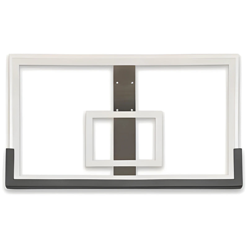 Ironclad white and black metal basketball backboard with rectangular frame and mounting bracket