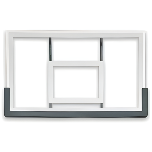 Ironclad white and black basketball backboard with reinforced frame for durability