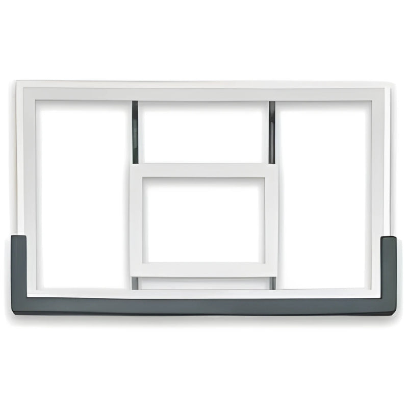 Ironclad white and black basketball backboard with reinforced frame for durability