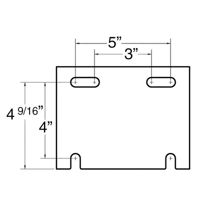 Technical drawing with measurements for Jaypro basketball rim mounting bracket
