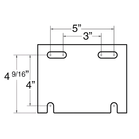 Technical drawing with measurements for Jaypro basketball rim mounting bracket
