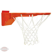 Jaypro orange basketball rim with white net and sturdy mounting bracket for indoor and outdoor use