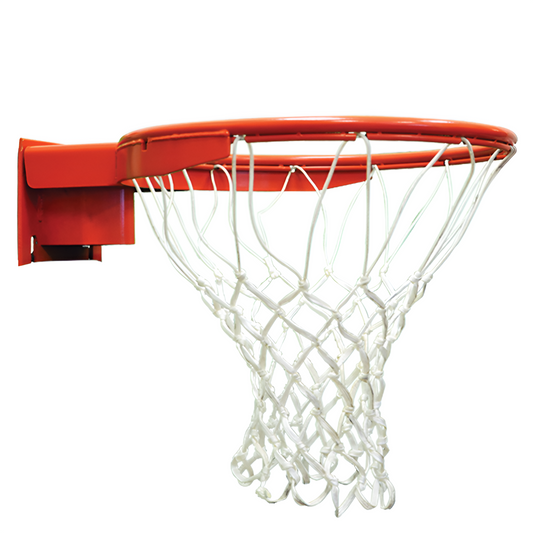 Jaypro durable basketball rim with white net for professional and recreational basketball games