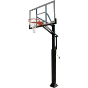 Ironclad In Ground Basketball Hoop with clear backboard and adjustable height support pole