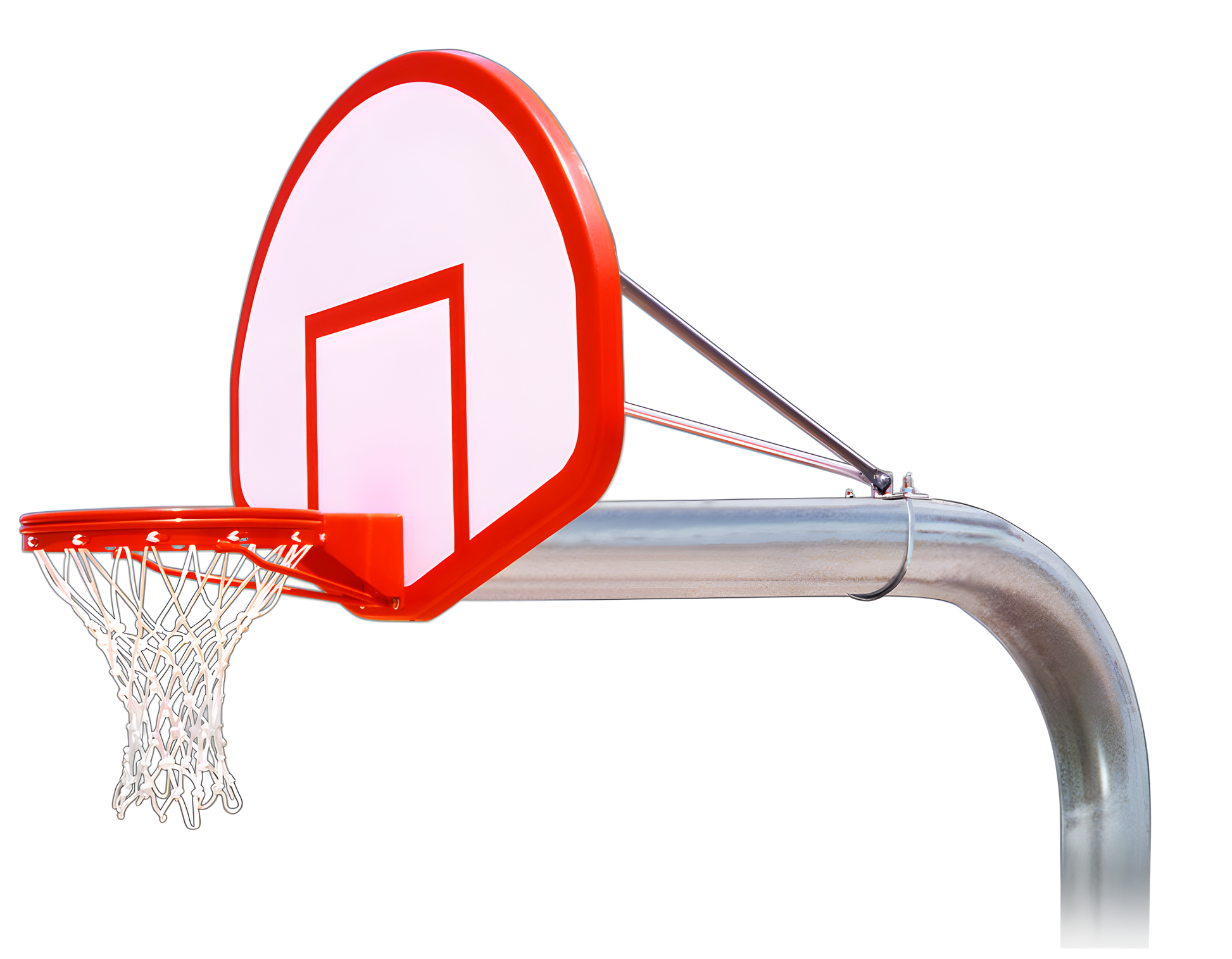 FIRST TEAM In Ground Basketball Hoop with red and white backboard and sturdy metal pole