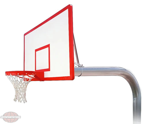FIRST TEAM In Ground Basketball Hoop with red and white backboard and sturdy metal pole