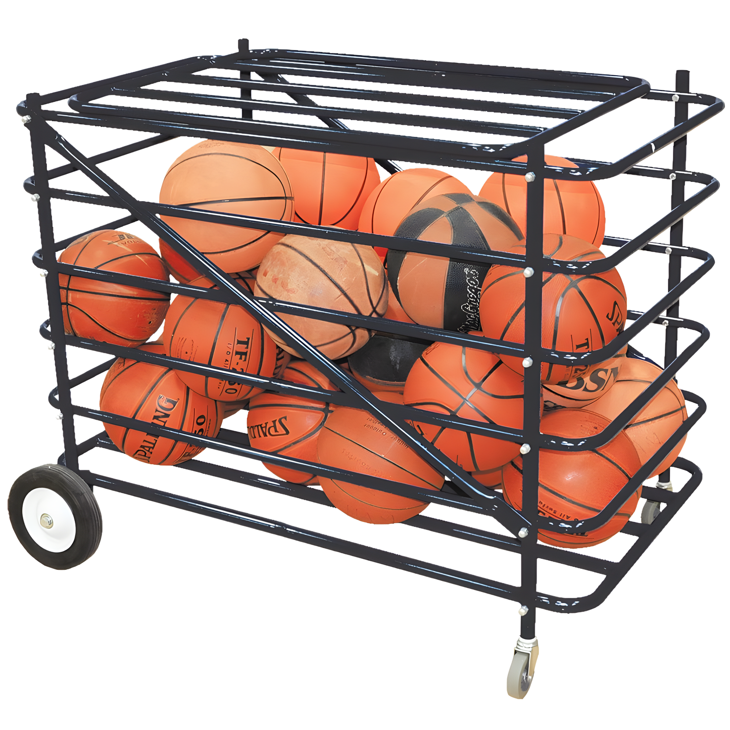 Jaypro Atlas Series Double Ball Carrier with Mesh Hamper Insert | Heavy-Duty Storage Cart for Baseballs & Softballs – BBABL-2