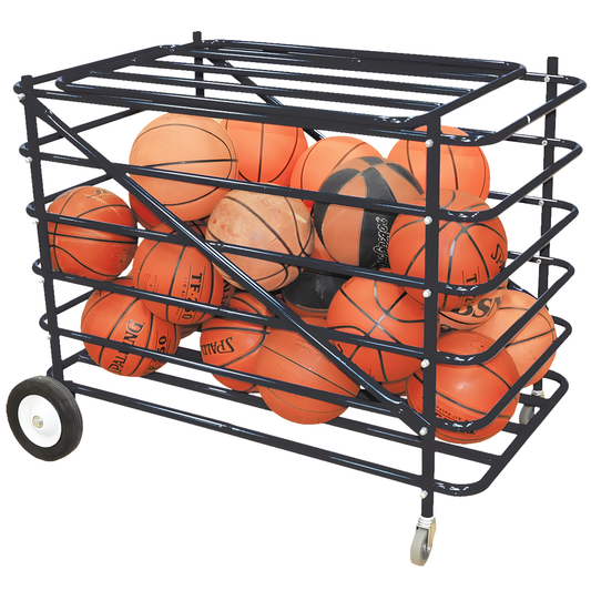 Jaypro Atlas Series Double Ball Carrier with Mesh Hamper Insert | Heavy-Duty Storage Cart for Baseballs & Softballs – BBABL-2