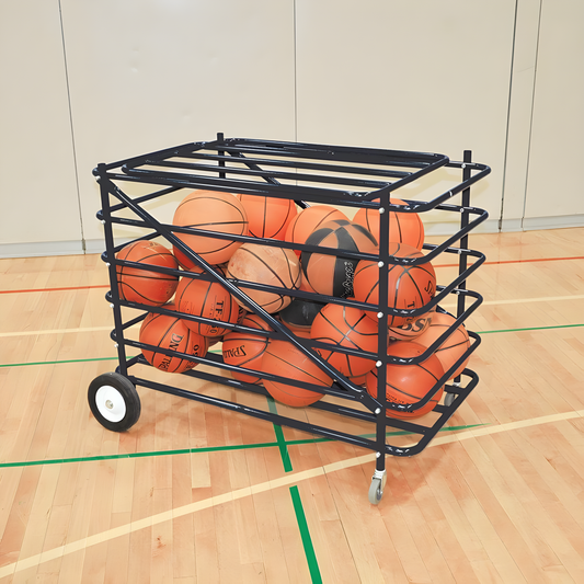 Jaypro Atlas Series Double Ball Carrier with Mesh Hamper Insert | Heavy-Duty Storage Cart for Baseballs & Softballs – BBABL-2