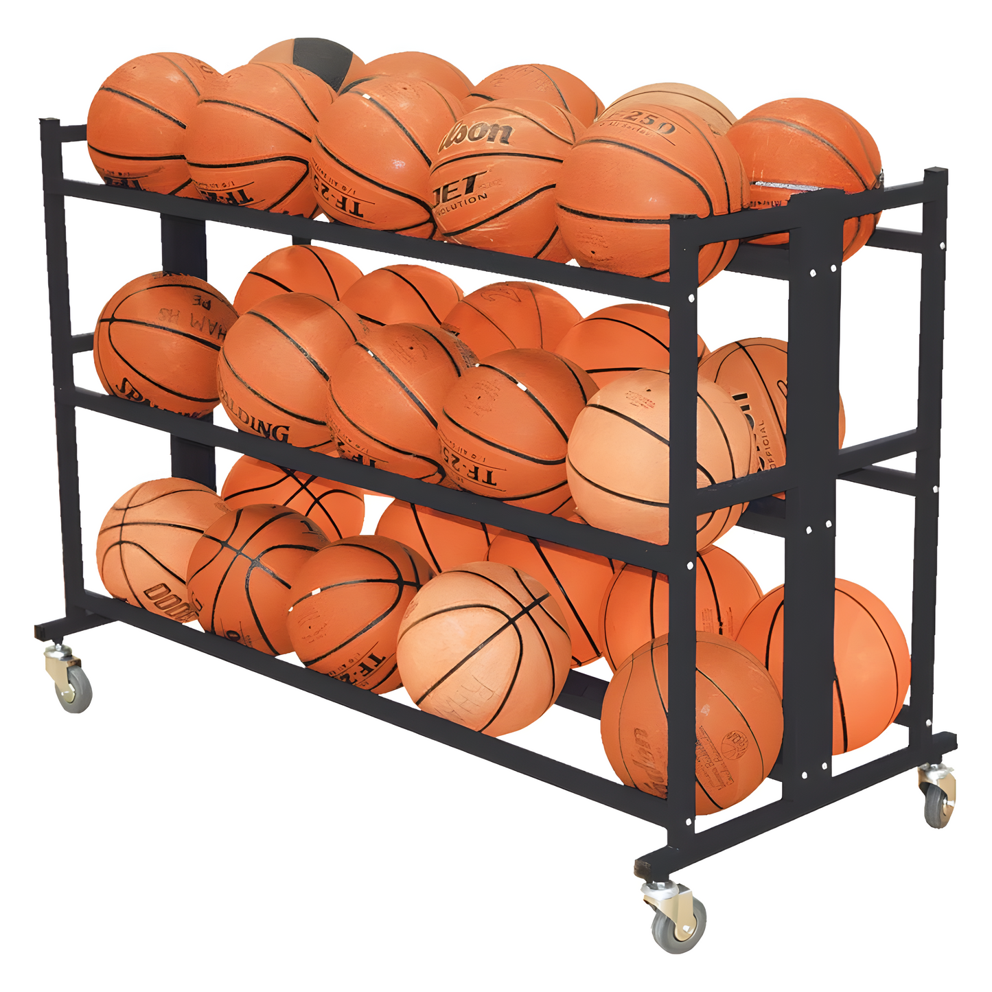 Jaypro Atlas Series Double Ball Cart – 30 Ball Capacity | Heavy-Duty Two-Tier Rolling Ball Storage for Gym & Field (BBABC-2)