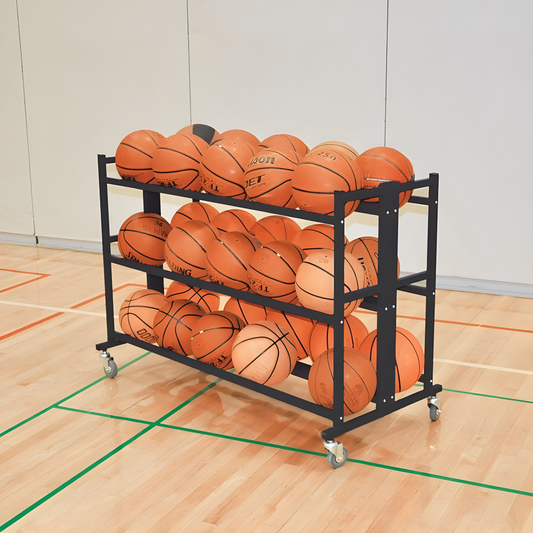 Jaypro Atlas Series Double Ball Cart – 30 Ball Capacity | Heavy-Duty Two-Tier Rolling Ball Storage for Gym & Field (BBABC-2)