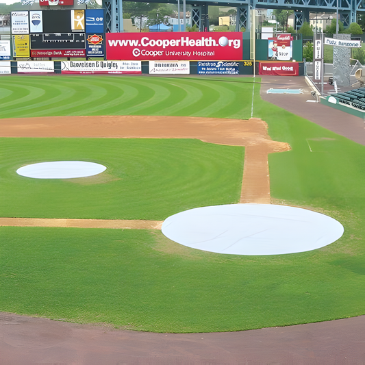 Jaypro Baseball Tarp with Ground Stakes – 20' Round, 6 oz. Polyethylene | Durable Infield Mound & Home Plate Cover – AFC-PM