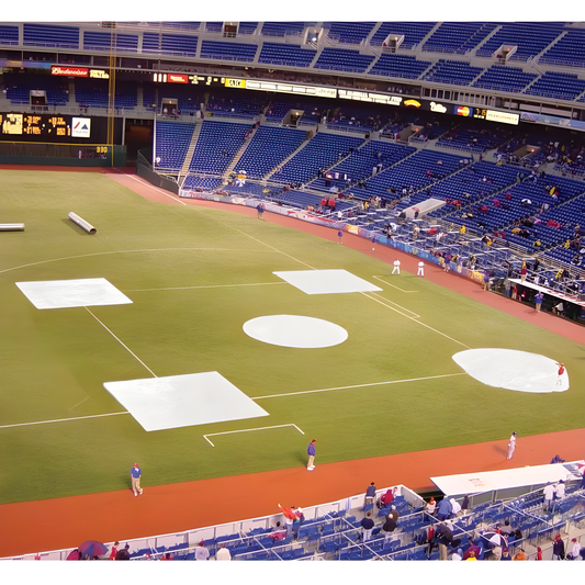 Jaypro Baseball Tarp with Ground Stakes – 20' Round, 6 oz. Polyethylene | Durable Infield Mound & Home Plate Cover – AFC-PM