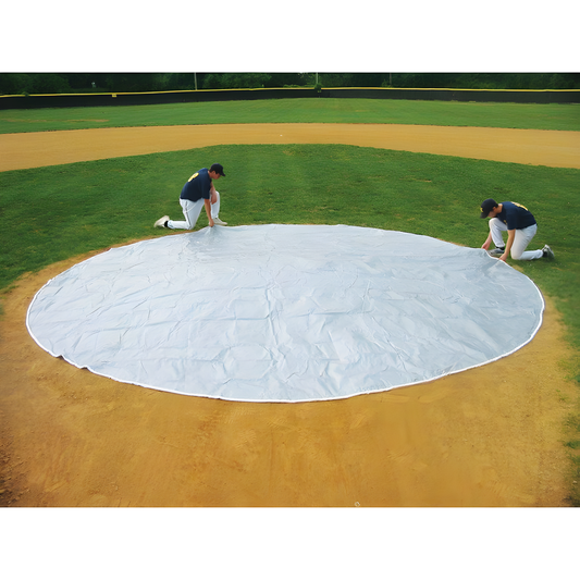 Jaypro Baseball Tarp with Weighted Hem – 18' Round, 6 oz. Polyethylene | Hassle-Free Field Protection with No Sandbags Required (WWMC)