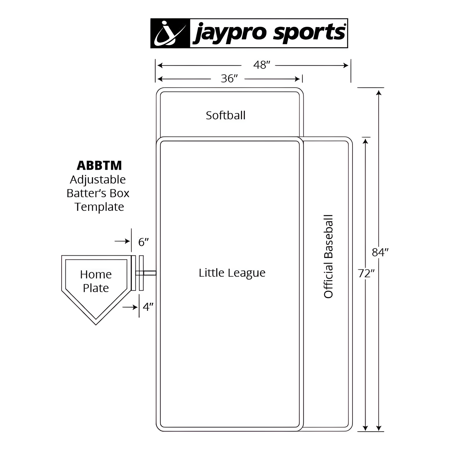 Jaypro Batter's Box Template – Adjustable | Pro-Style Baseball & Softball Layout Tool (ABBTM)