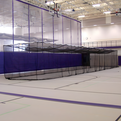 Jaypro Retractable Ceiling-Suspended Batting Cage – 70'L x 12'W x 11'H | Model: BBC-700B