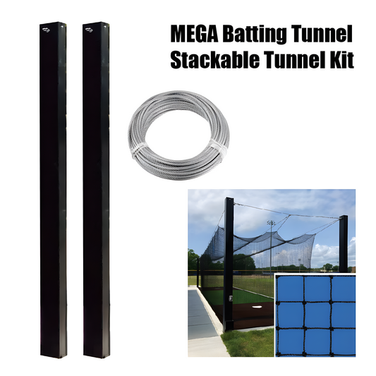 Jaypro Batting Tunnel Frame – 70' Mega Outdoor System with Stackable Tunnel Kit | Heavy-Duty Multi-Cage Training Frame for Baseball & Softball – MPCTF-70A