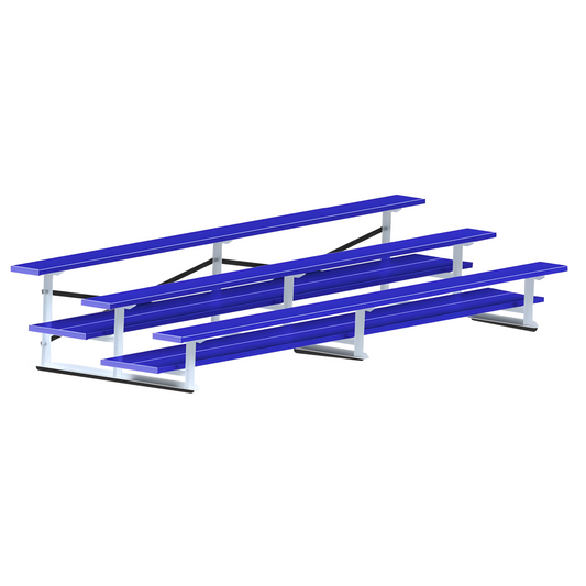 Jaypro Bleacher – 15' (3 Row, Double Foot Plank) – All-Aluminum Powder-Coated Outdoor Seating | Model: BLDP-3ALPC