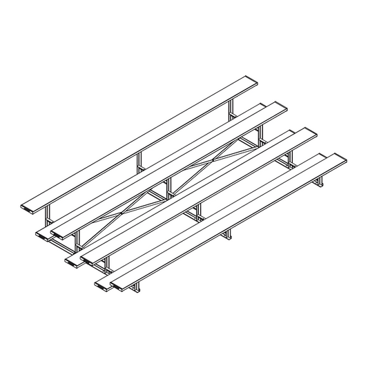 Jaypro Bleacher – 15' (4 Row, Single Foot Plank) | Standard Outdoor Bleacher with Steel Frame – BLCH-4