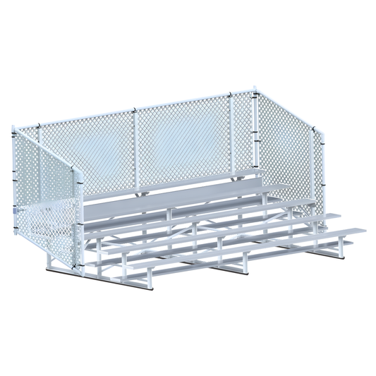 Jaypro Bleacher – 15' (5 Row, Single Foot Plank with Chain Link Rail) – Enclosed Seating | Model: BLCH-5C