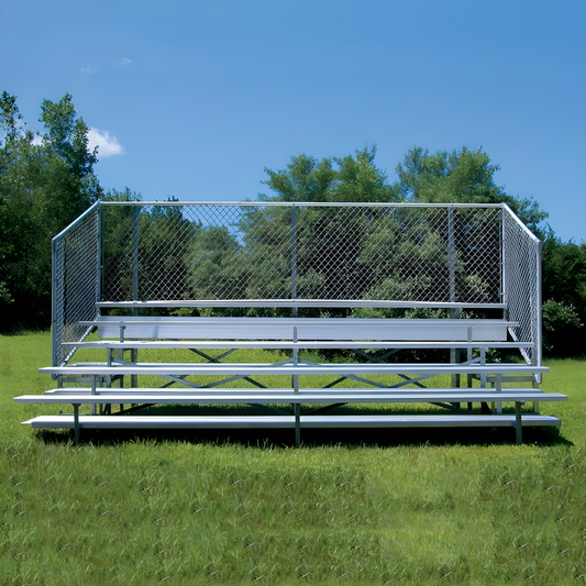Jaypro Bleacher – 15' | 5 Row Enclosed Bleacher with Chain Link Guardrail & Powder-Coated Frame (BLCH-5CPC)