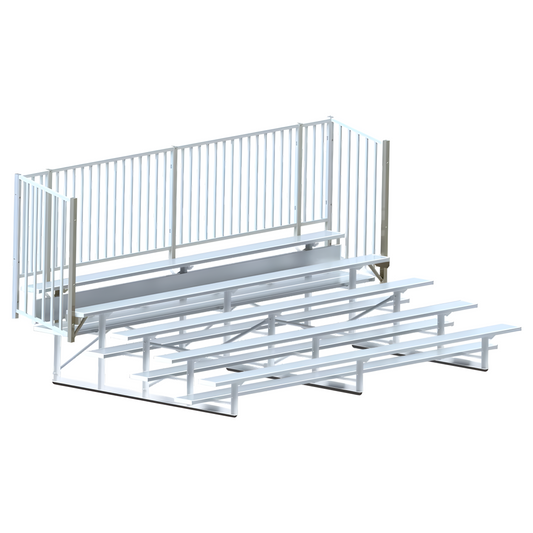 Jaypro Bleacher – 15' (5 Row, Single Foot Plank, with Guard Rail) – Enclosed Outdoor Seating | Model: BLCH-5GR