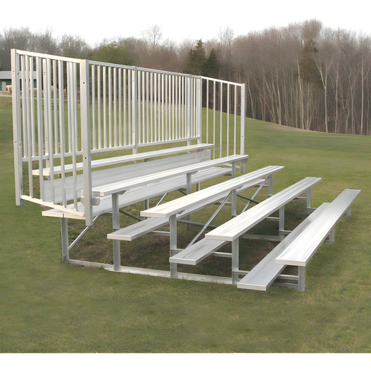 Jaypro Bleacher – 15' (5 Row, Single Foot Plank, with Guard Rail) – Enclosed Outdoor Seating | Model: BLCH-5GR