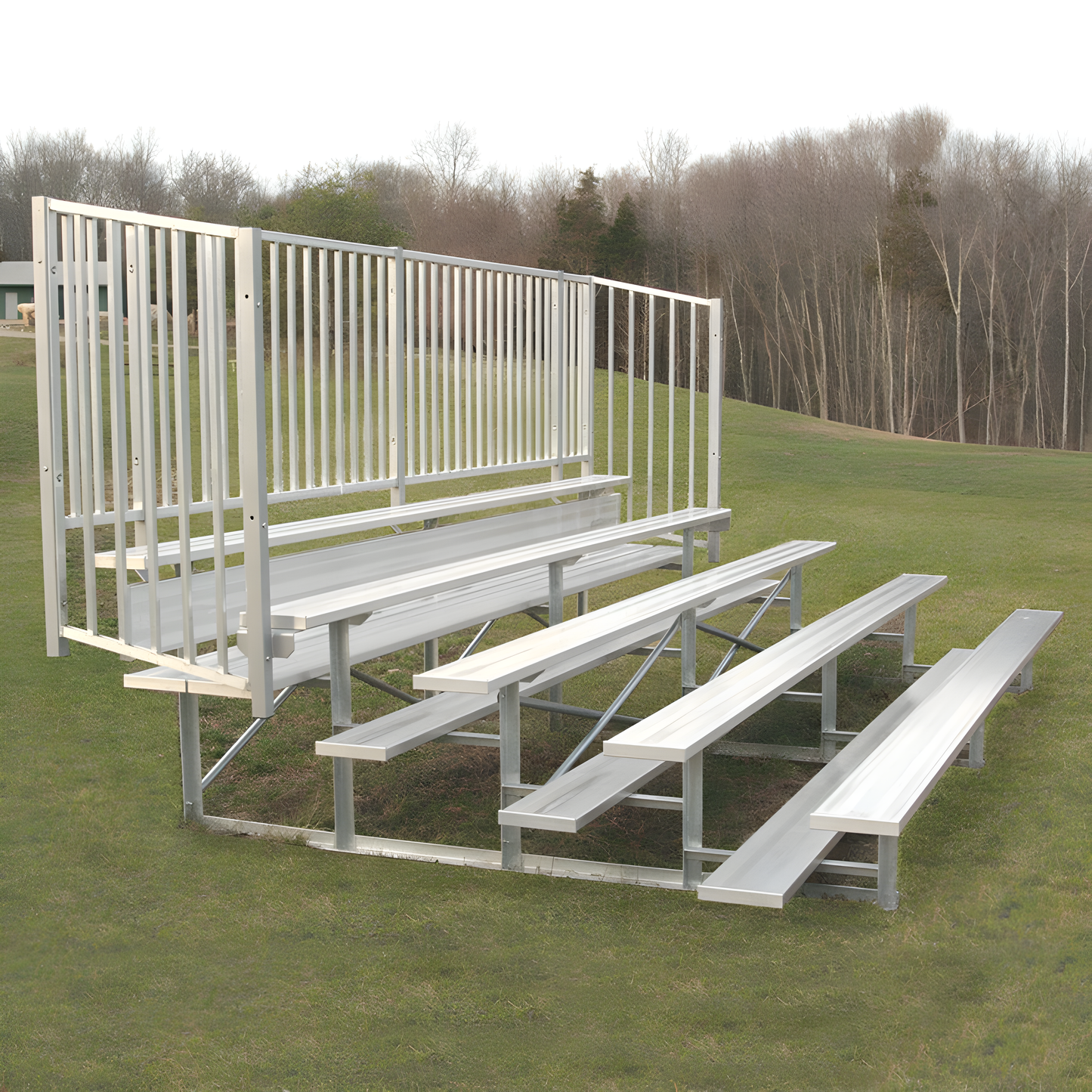 Jaypro 15' Bleacher – 5 Row, Single Foot Plank with Guard Rail – Enclosed, Powder Coated | BLCH-5GRPC