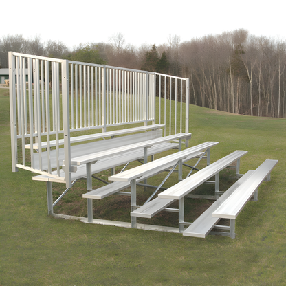 Jaypro 15' Bleacher – 5 Row, Single Foot Plank with Guard Rail – Enclosed, Powder Coated | BLCH-5GRPC