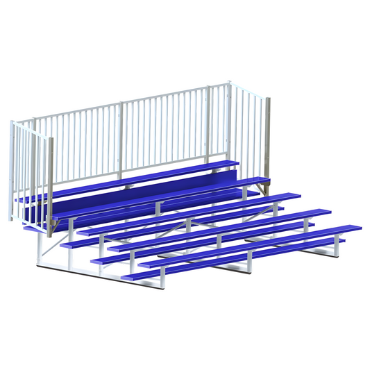 Jaypro 15' Bleacher – 5 Row, Single Foot Plank with Guard Rail – Enclosed, Powder Coated | BLCH-5GRPC