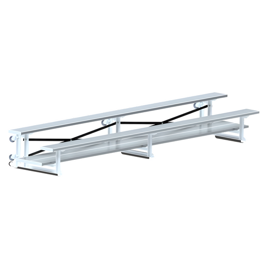 Jaypro Indoor Bleacher – 15' (2 Row, Double Foot Plank) Tip & Roll System | Model: BLDP-2TRG