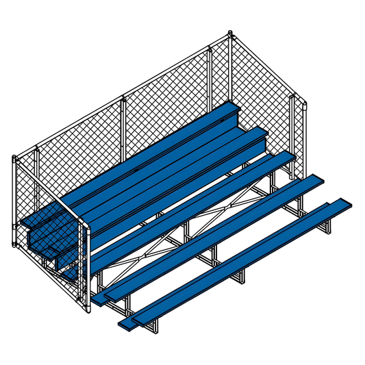 Jaypro Bleacher – 21' | 5 Row Enclosed Bleacher with Chain Link Guardrail & Powder-Coated Frame (BLCH-521CPC)