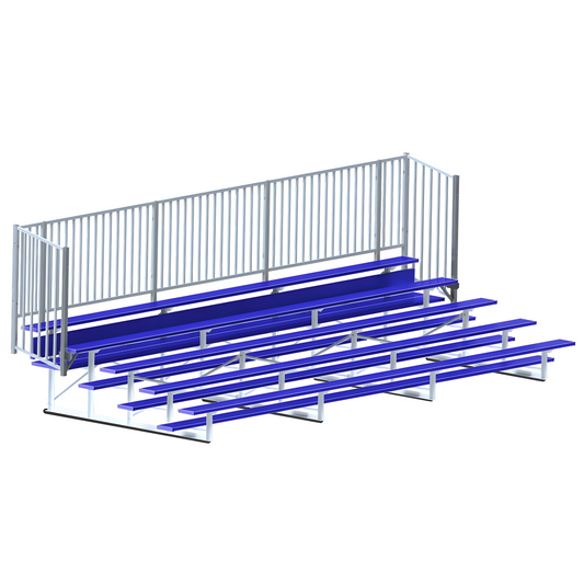 Jaypro 21' Bleacher – 5 Row, Single Foot Plank with Guard Rail – Enclosed, Powder Coated | BLCH-521GRPC