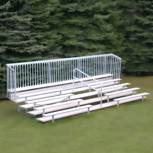 Jaypro Bleacher – 21' (5 Row, Single Foot Plank with Guard Rail & Aisle) – Enclosed | Model: BLCH-521ASGR