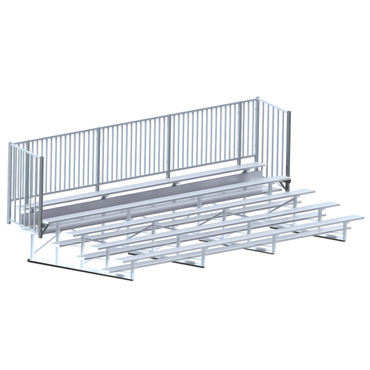 Jaypro Bleacher – 21' (5 Row, Single Foot Plank, with Guard Rail) – Enclosed Outdoor Seating | Model: BLCH-521GR