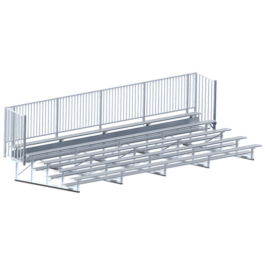 Jaypro Bleacher – 27' (5 Row, Single Foot Plank, with Guard Rail) – Enclosed Outdoor Seating | Model: BLCH-527GR